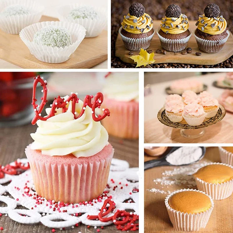 100Pcs Pure White Cupcake Liners Food Grade Paper Cup Muffin Cases Cake Baking Egg Tarts Tray Cake Mold Pastry Decorating Tools images - 6