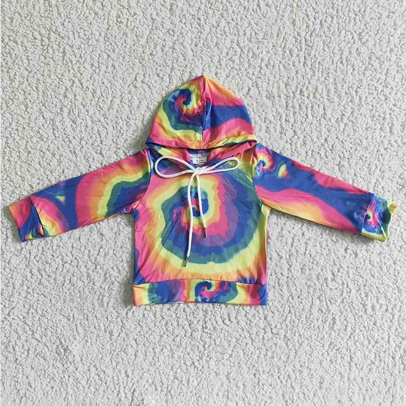 

Hoodie t shirt kids fall girls clothes girl tie dye long sleeve hoodie boutique kids clothing wholesale