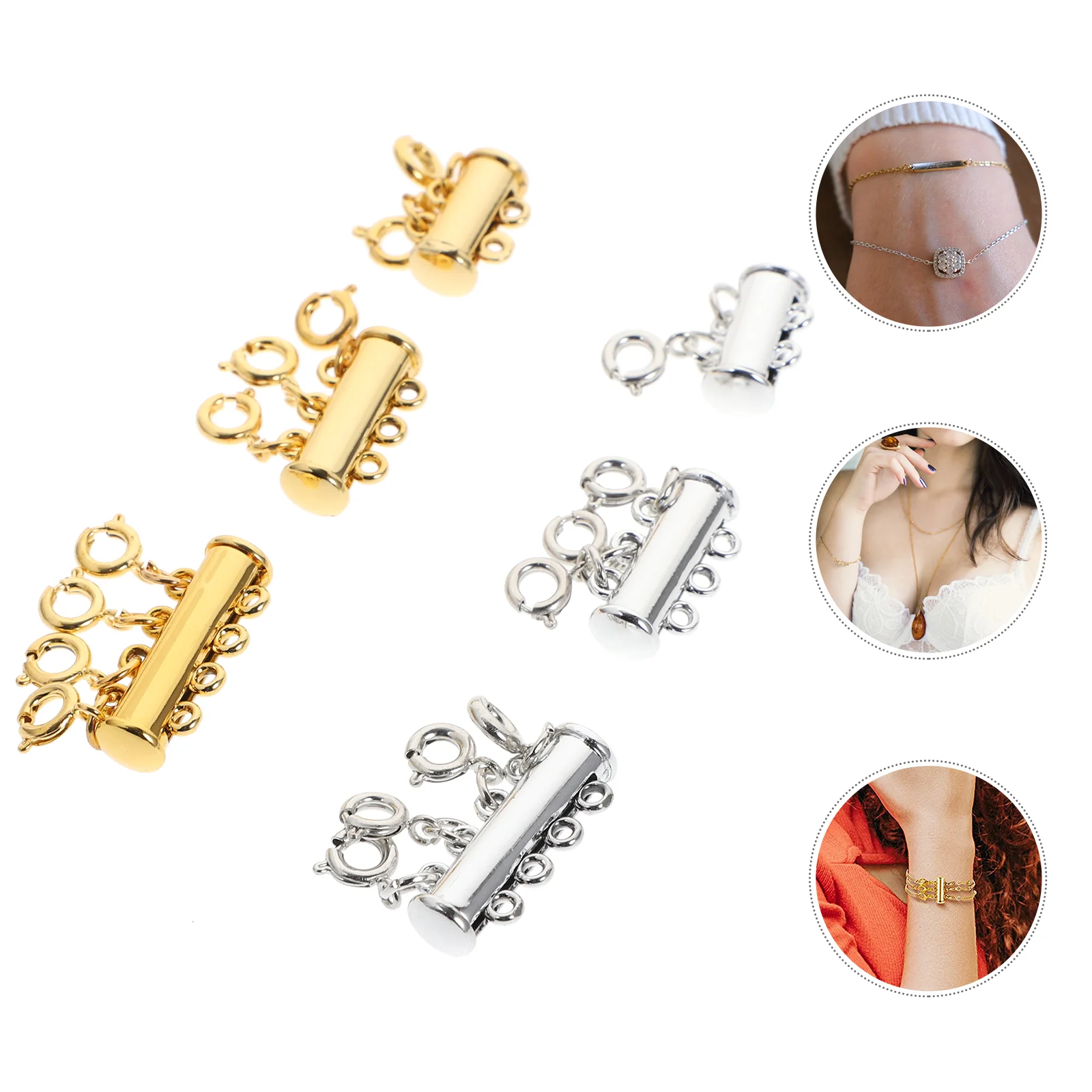 

Clasp Necklace Clasps Jewelry Layering Bracelet Layered Tube Spacer Strand Slide Separator Buckle Spring Chain Connectors