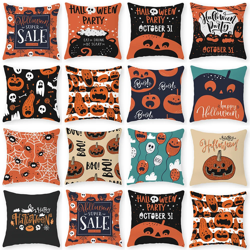 

Halloween Pumpkin Printed Cushion Cover Nightmare Before Christmas Decor Throw Pillows Car Sofa Pillow Case Home Textiles