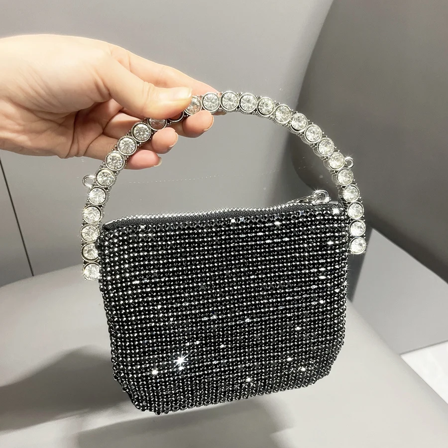 Женская сумка-ведро со стразами сумка для выпускного вечера с блестящей цепочкой