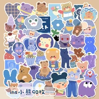 kawaii bear fruit stickers purple style adhesive girls note pad write diary decoration water cup bottle for kid animals stickers