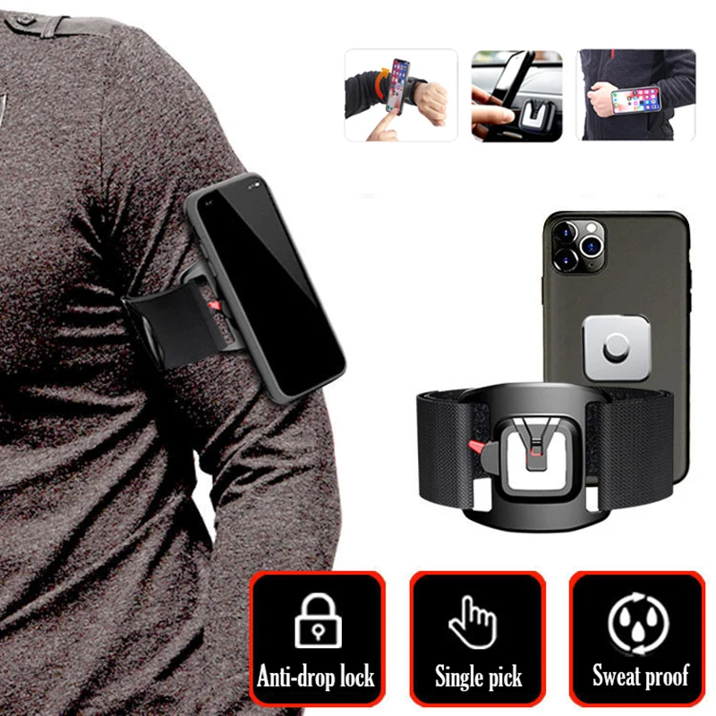 

4-7 inch Detachable Rotating Sports Phone Wristband Running Wrist Bag Driving Takeaway Navigation Arm Bag Gym Cycling Travel