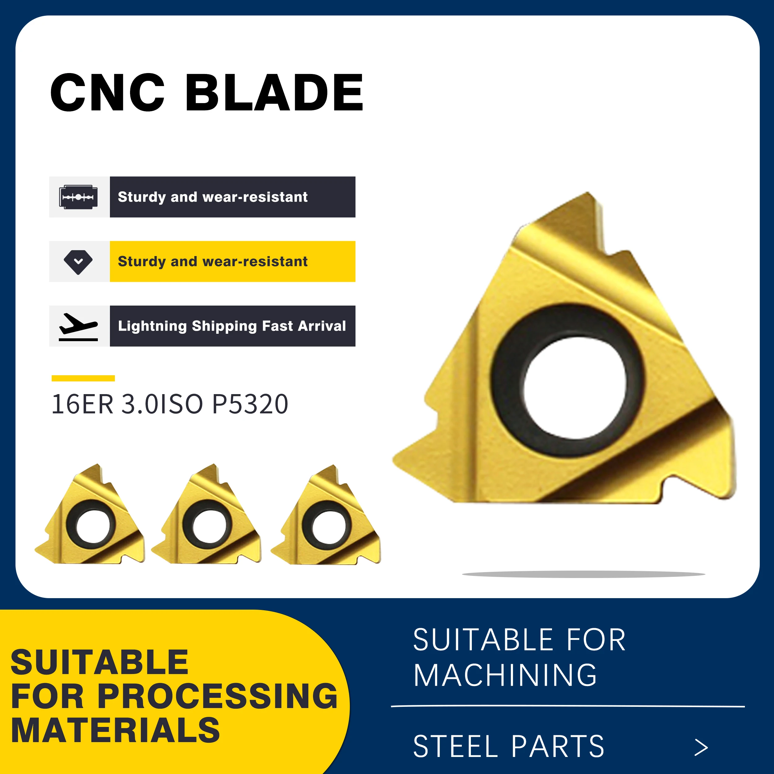 

Prospect Threaded Blades 16IR/ER 1.0/1.5/1.75/2.0/2.5/3.0ISO P5320 High Quality CNC Lathe Thread Inserts Special For Steel Parts