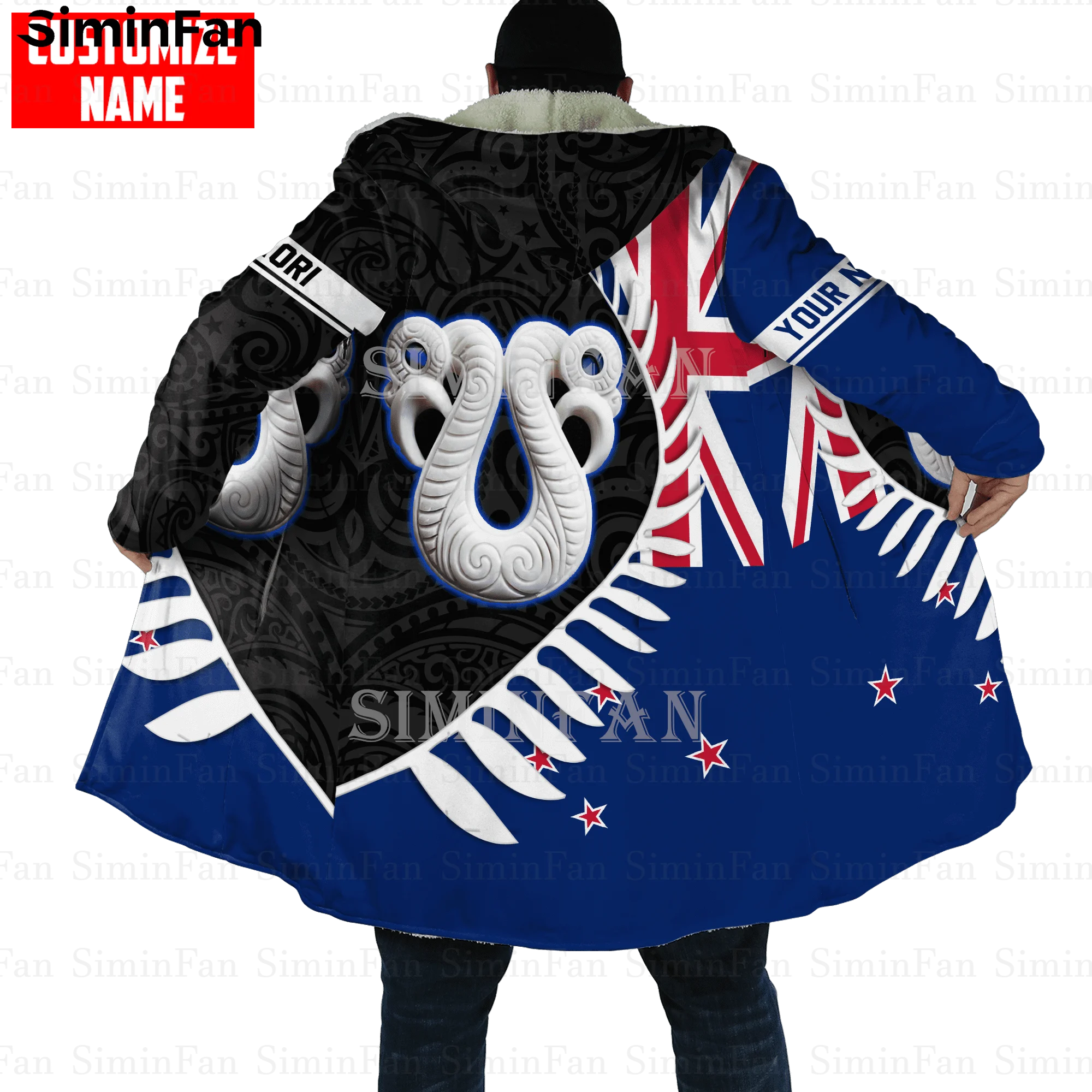 Мужская зимняя фланелевая куртка с капюшоном и 3D-принтом унисекс