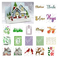 new die mold for scrapbooking winter holiday christmas deer snow thanks word metal cutting dies diy craft making card decoration