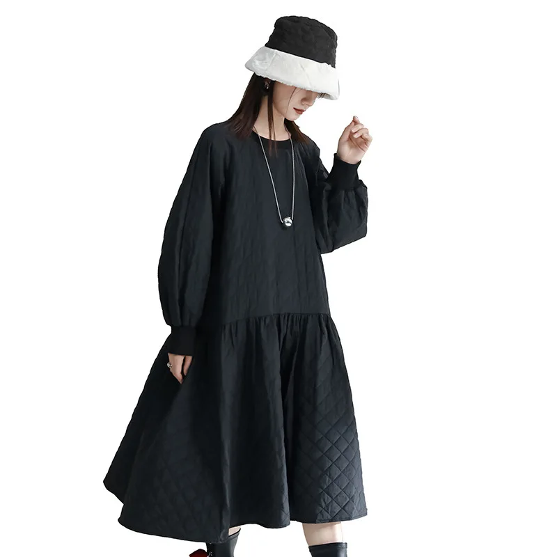 2022 Niche Design Winter New Cotton Dress Dress Loose Pendulum Thin Long Cotton Clothing Female