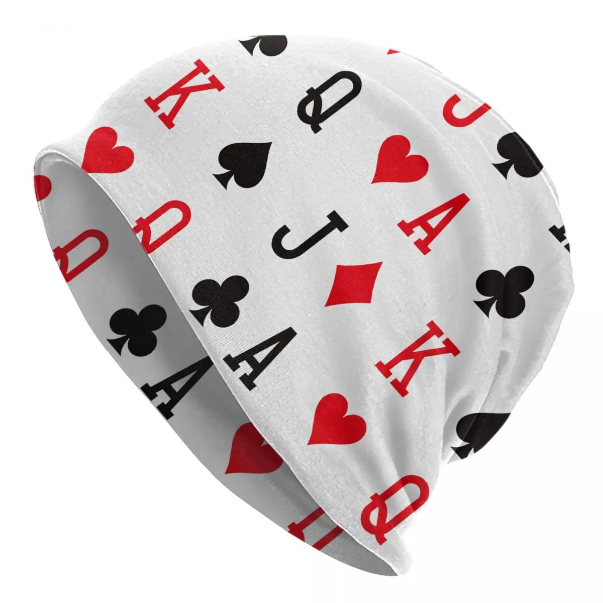 Ace King Queen Jack Spades Hearts Diamonds Clubs Patter Adult Men's Women's Knit Hat Keep warm winter Funny knitted hat