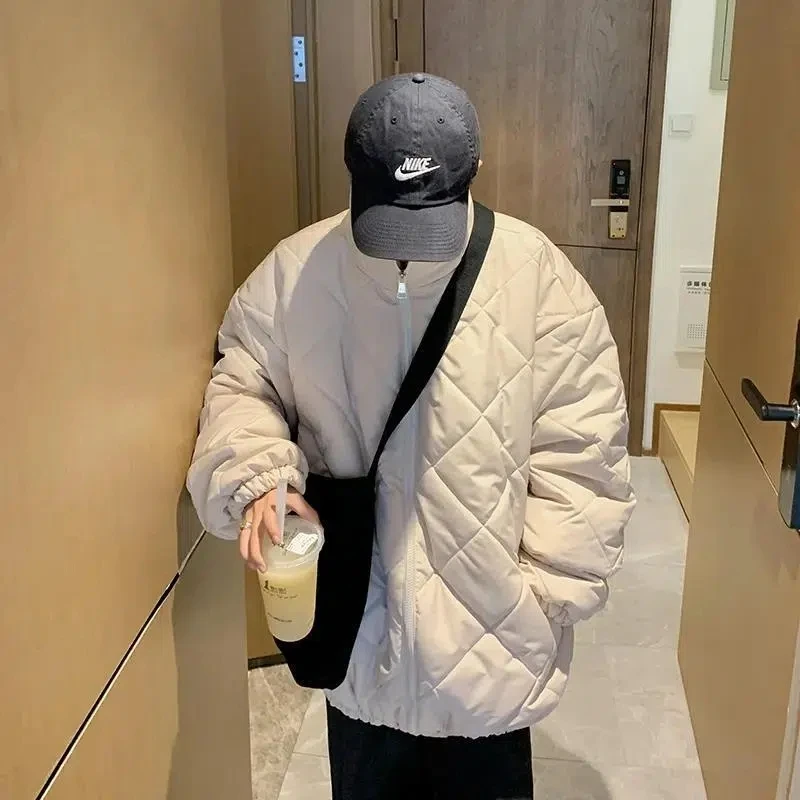 Winter Fashion Stand Collar Cotton Shirt Men's Versatile Thick Cotton Shirt Relaxed Casual Couple Korean Warm Parks