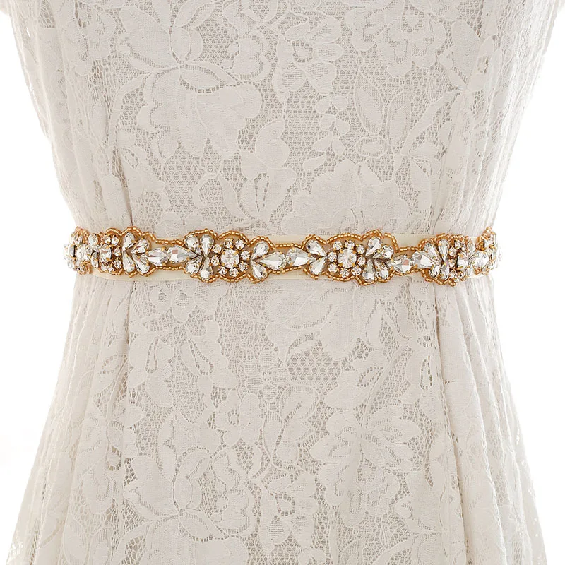 JLZXSY Thin Crystal Belt Rhinestone Bridal Sash for Bride Gown Wedding Dresses Accessories (Silver Gold Rose Gold) | Аксессуары для