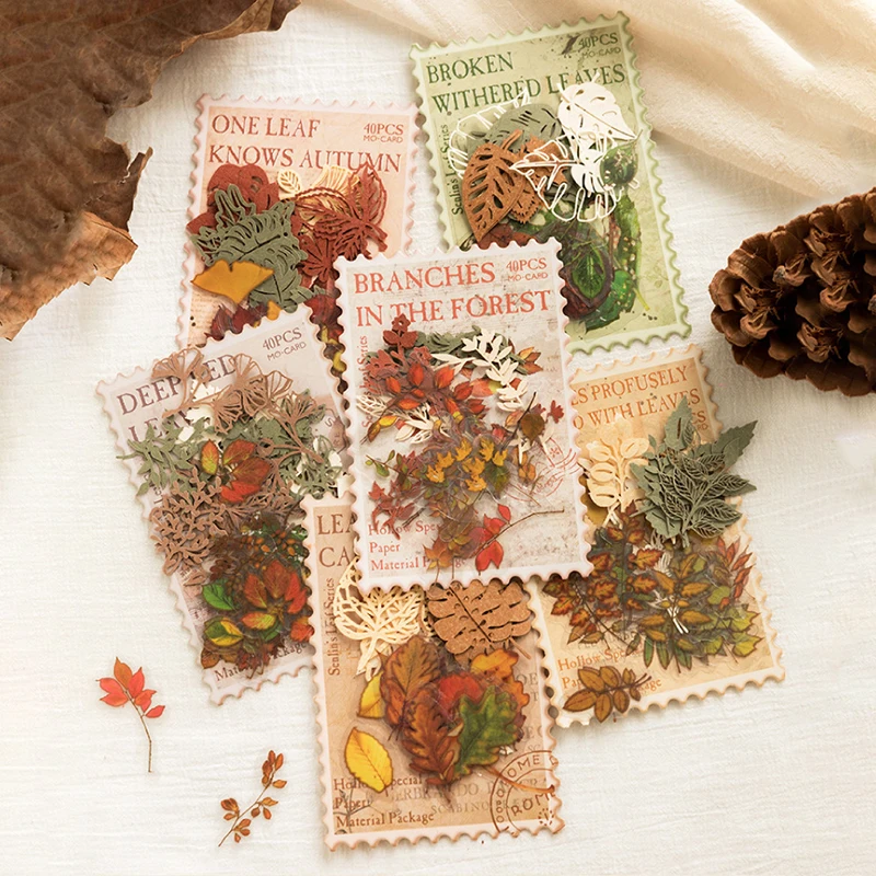 40 листов/упаковка водонепроницаемые декоративные наклейки в форме листа