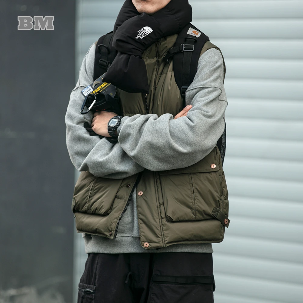 

Зимняя Японская уличная одежда, куртка-пуховик, мужская одежда в стиле Харадзюку, высококачественный Повседневный жилет без рукавов, модны...