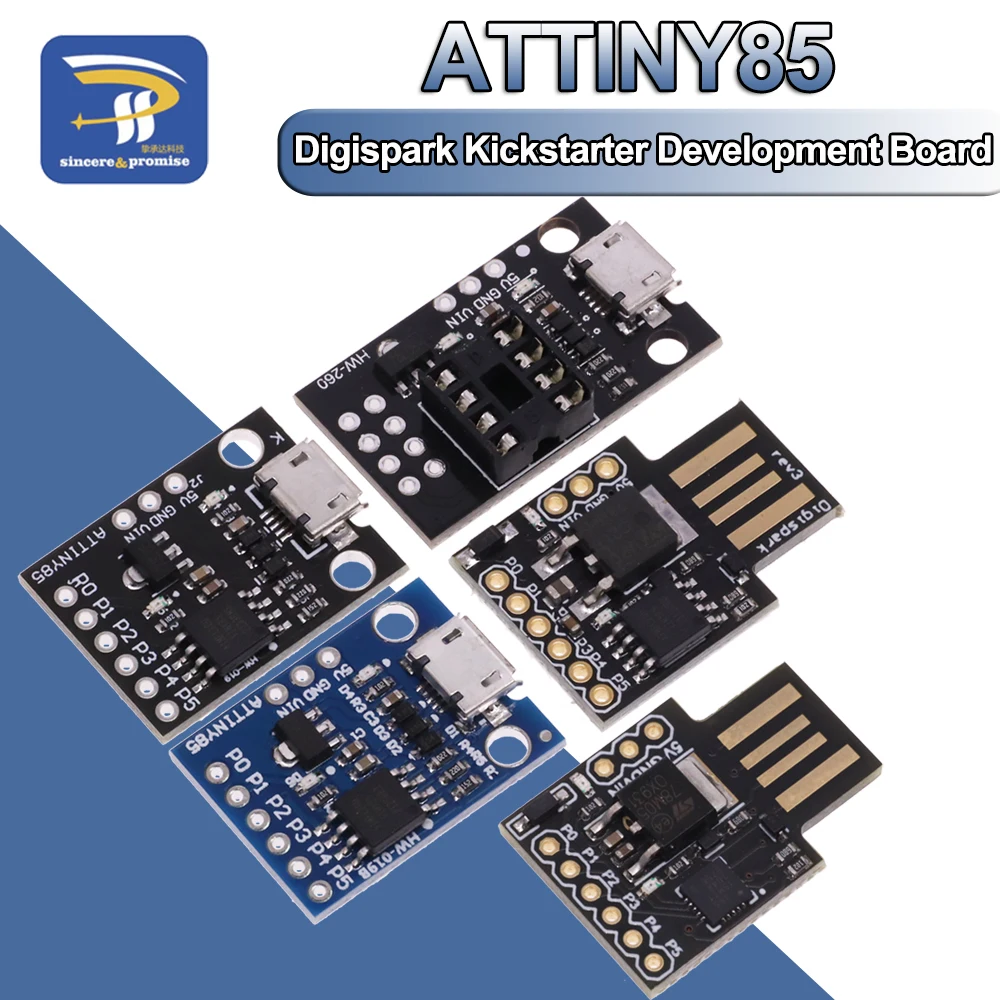 Плата разработки ATTINY синяя черная TINY85 Digispark Kickstarter Micro TYPE-C модуль ATTINY85 для Arduino IIC I2C