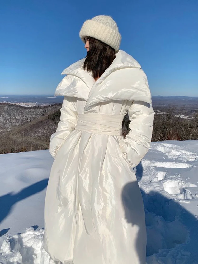

Women Cotton Jacket Thick Warm Snowjacket Fluff Long Parka Female Water proof Outerware Oversized Coat