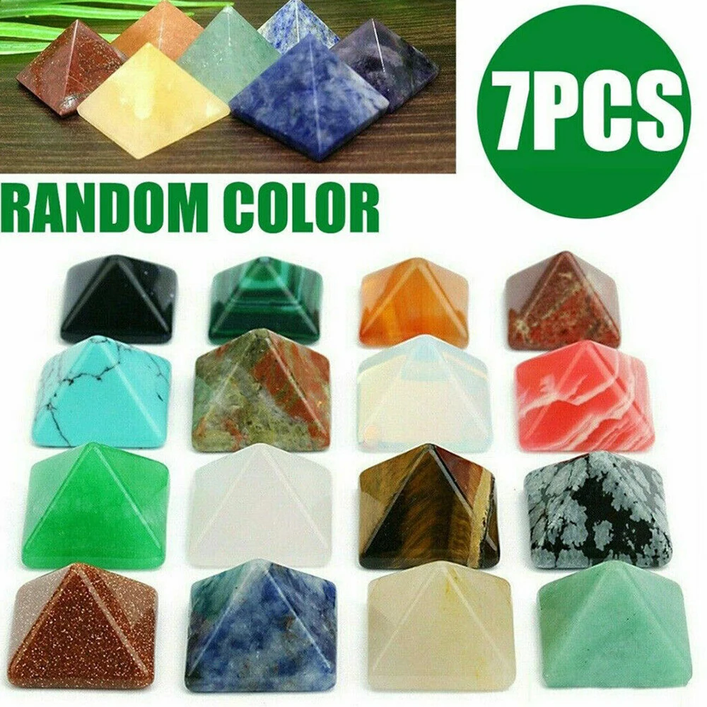 

Mineraali Random 7pcs Mini Pyramid Jewelry Set Natural Seven Chakra Stone Reiki Generator Healing Quartz Gemstones Home Ornament