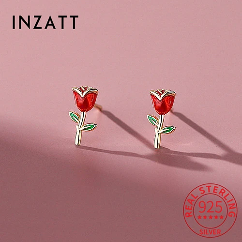 

Женские серьги-гвоздики из серебра 925 пробы с цветами розы