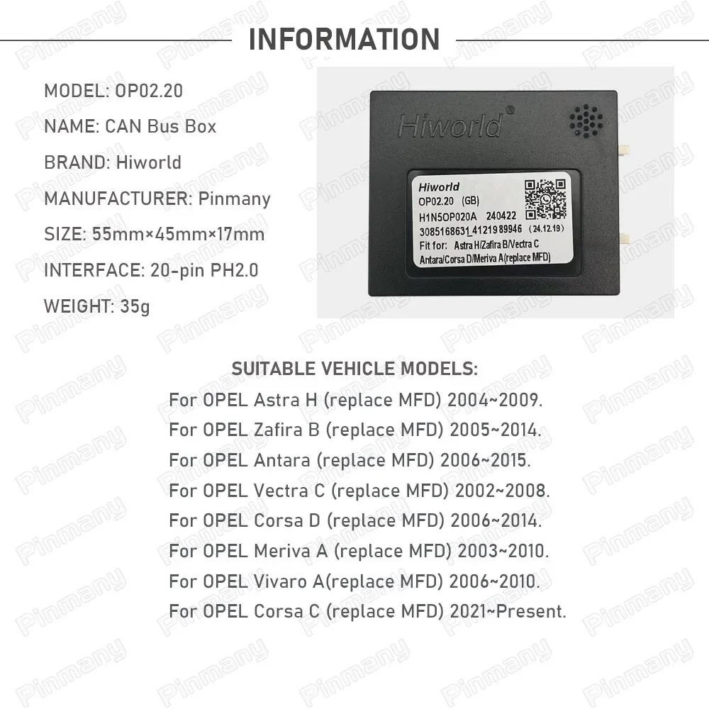 Фото Для Opel Astra H Zafira B Antara Vectra C Corsa D Meriva A Vivaro Corsa C Автомобильный стерео адаптер CAN Bus Hiworld OP02 CANBus декодер №1