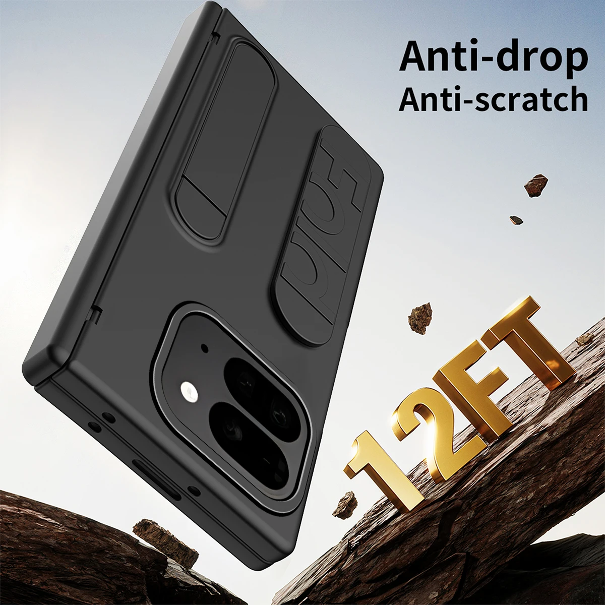 Матовый чехол-держатель с подставкой и кольцом для Google Pixel 9 Pro 9ProFold Flip Hinge Axis Armor Cover