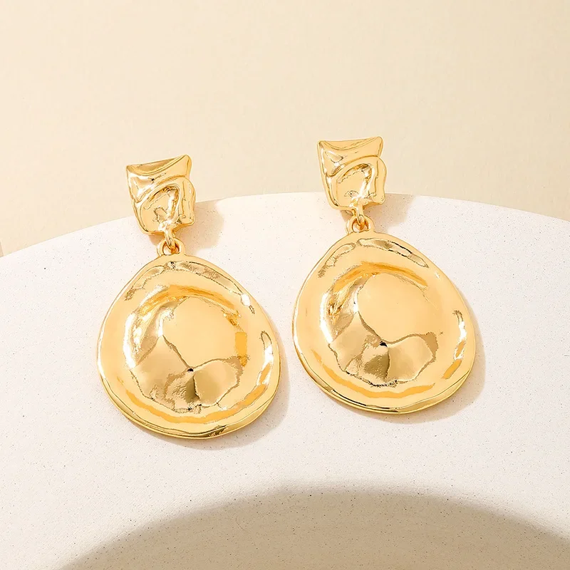 Серьги для женщин винтажные металлические нерегулярные круглые геометрические