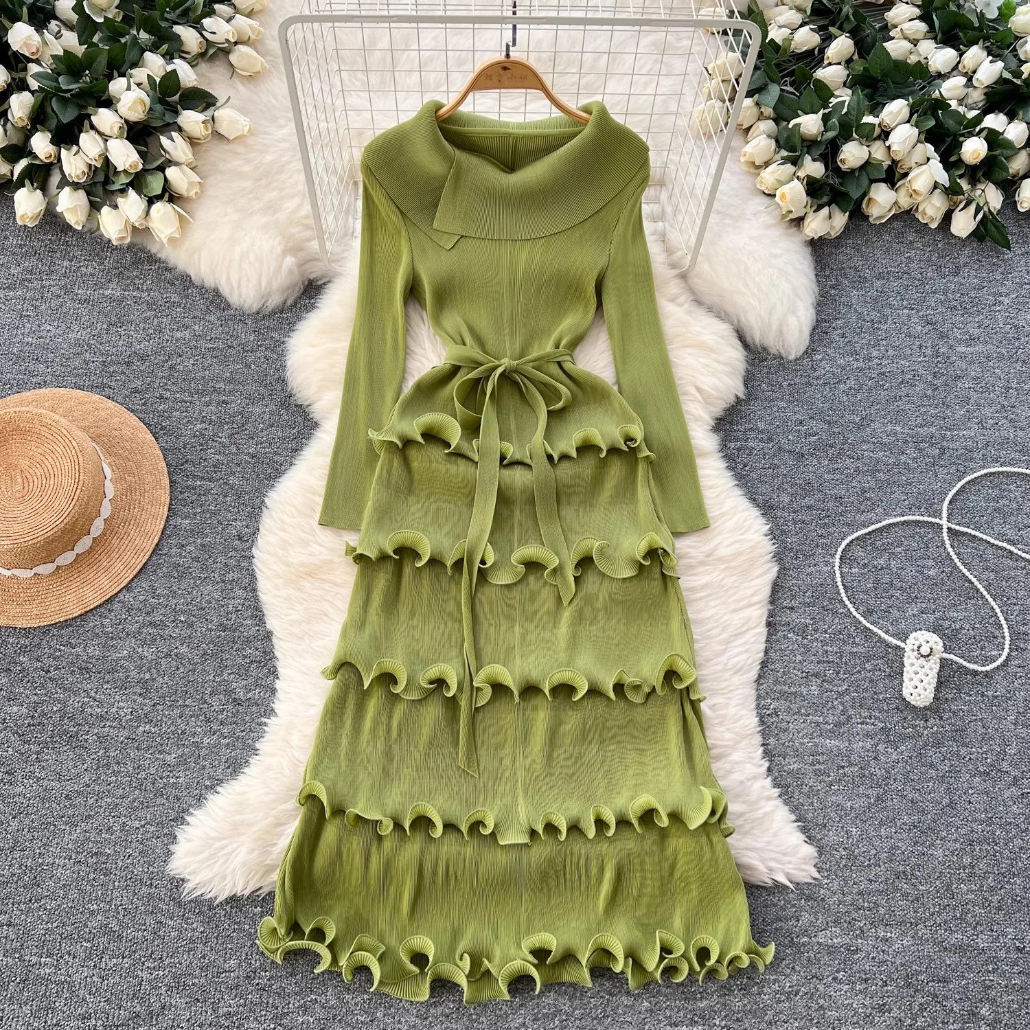 Miyake плиссированное платье миди для торта новинка 2025 весеннее женское с