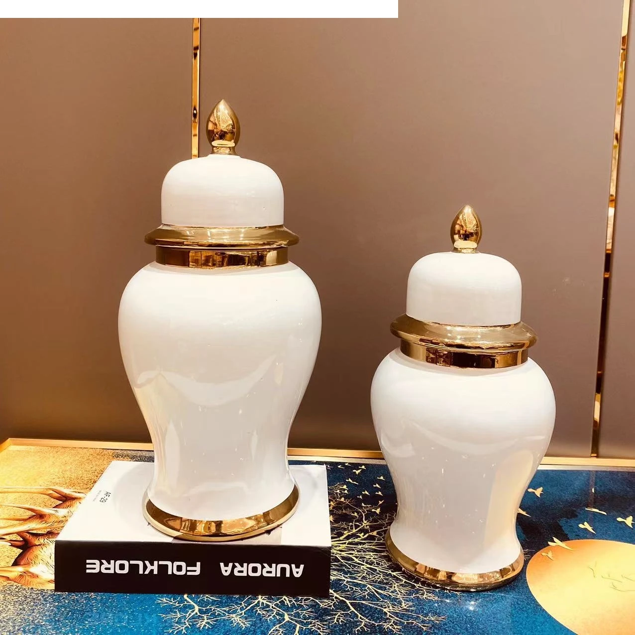 Керамическая банка для клетчатойmate с золотым градиентом декоративная имбирная