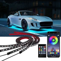 2 pcs car chassis lights app voice activated led car bottom rhythm lights rgb remote control colorful atmosphere lights