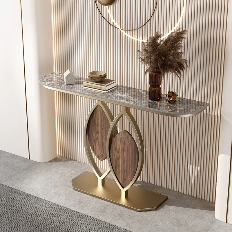 

Итальянская модель Роскошная каменная пластинчатая консоль полукруглый шкаф современный минималистичный настенный стол с боковым обзором