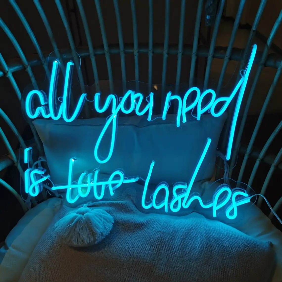 All You Need Is Love Lashes Custom Neon Sign Handmade Wedding Neon Sign Bridal Party Reception Decor Neon Lighting Wedding Gift