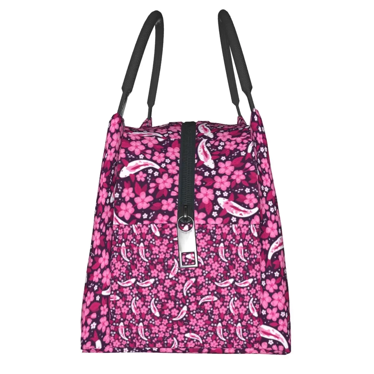Sakura And Koi Fish Lunch Bag Japansese Anime Portable Zipper Box Travel Graphic Cooler Fun Oxford Thermal Bags