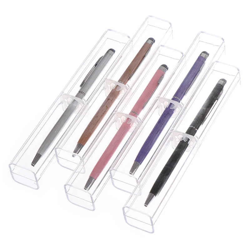 

1pc Pen Boxes Plastic Transparent Case Pen Holder Gift Crystal Pen Packaging Boxes Stationery School Office Gifts