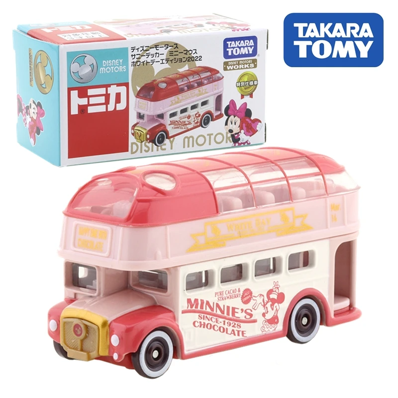 

Tomica Takara Tomy Disney Motors Sunny Decker Minnie Mouse Whiteday Edition 2022 Metal Cast Car Model Vehicle Toys for Children