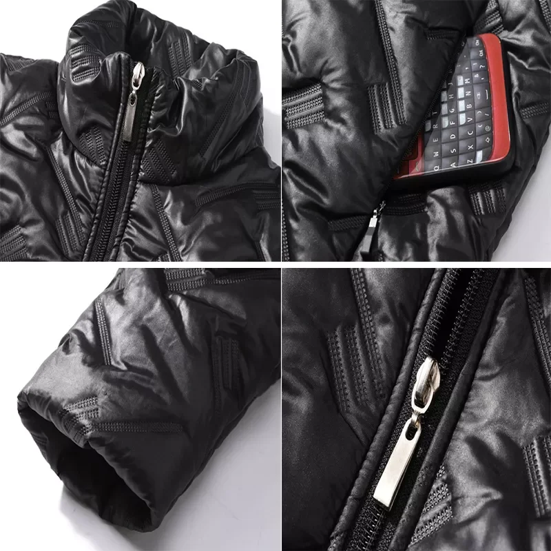 Fashion Men Stand Collar Parkas Casual Outwear Windbreaker Thermal Coats Mens Clothing Winter Men's Thick Warm Jacket