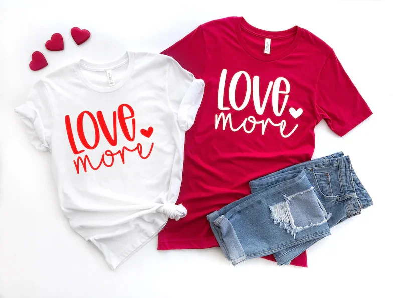 

Рубашка Love More, подарок для влюбленных на День святого Валентина, подарок для влюбленных на День святого Валентина для мужа 100%
