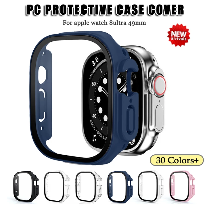 

Стекло + крышка для Apple Watch Ultra 49 мм PC, Защита экрана для iWatch серии 49 мм, полное покрытие, бампер, аксессуары для Apple Watch