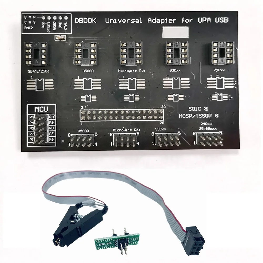 Универсальный адаптер EEPROM UPA USB с 8-контактным кабелем Soic Clip для программирования I2C/SPI Microwire Tool V1.3 ECU Programmer.