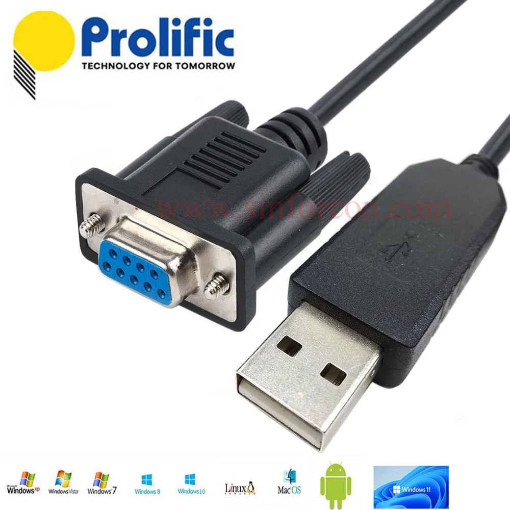 

PL2303RA USB RS232 DB9 Female Null Modem Serial Cable NMC for STB Smart TV Hotel IPTV IPC CPU PLC Communication