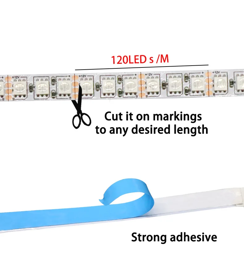 Светодиодная лента SMD5050 12 В постоянного тока RGB гибкая LED полоска с теплым