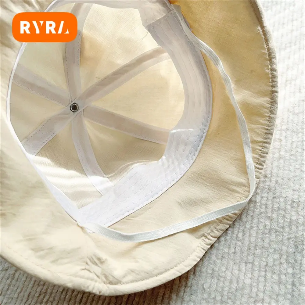 

Baby Hats Pure Cotton Sunshade Wide Brim Cute Sunscreen Baby Clothing Sunshade Basin Cap With Windproof Rope Fashionable