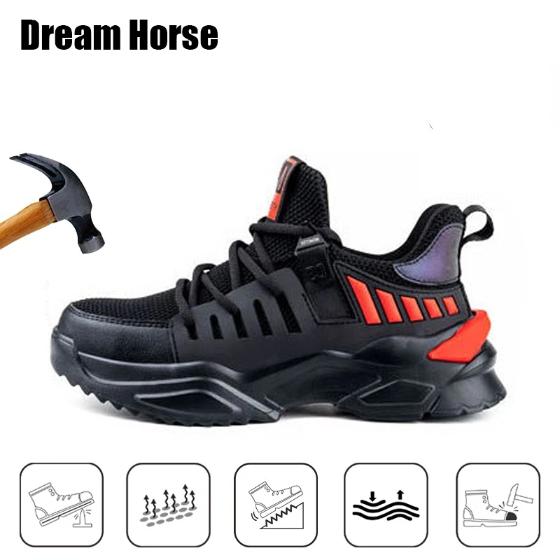 

Fly-woven Lightweight Breathable Low-top Shoes Anti-smashing Anti-puncture Safety Shoes Wear-resistant Work Shoes