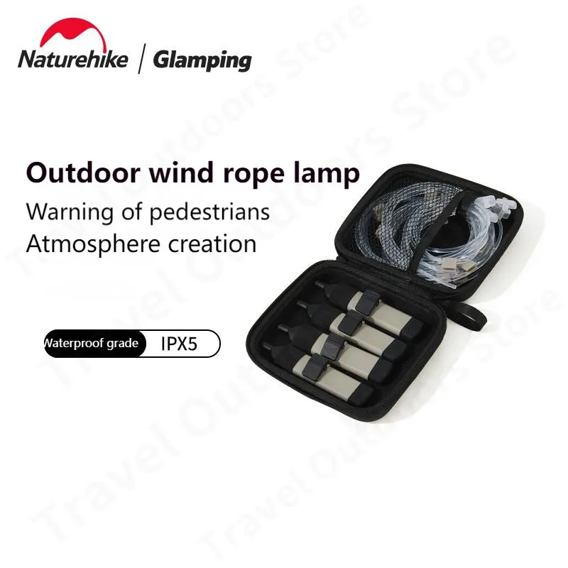 Naturehike Ultralight 1.8m x 4pacs Camping Tent Lamp Night Wind Rope Warning Light USB Charging 39 Hours Battery Life Waterproof