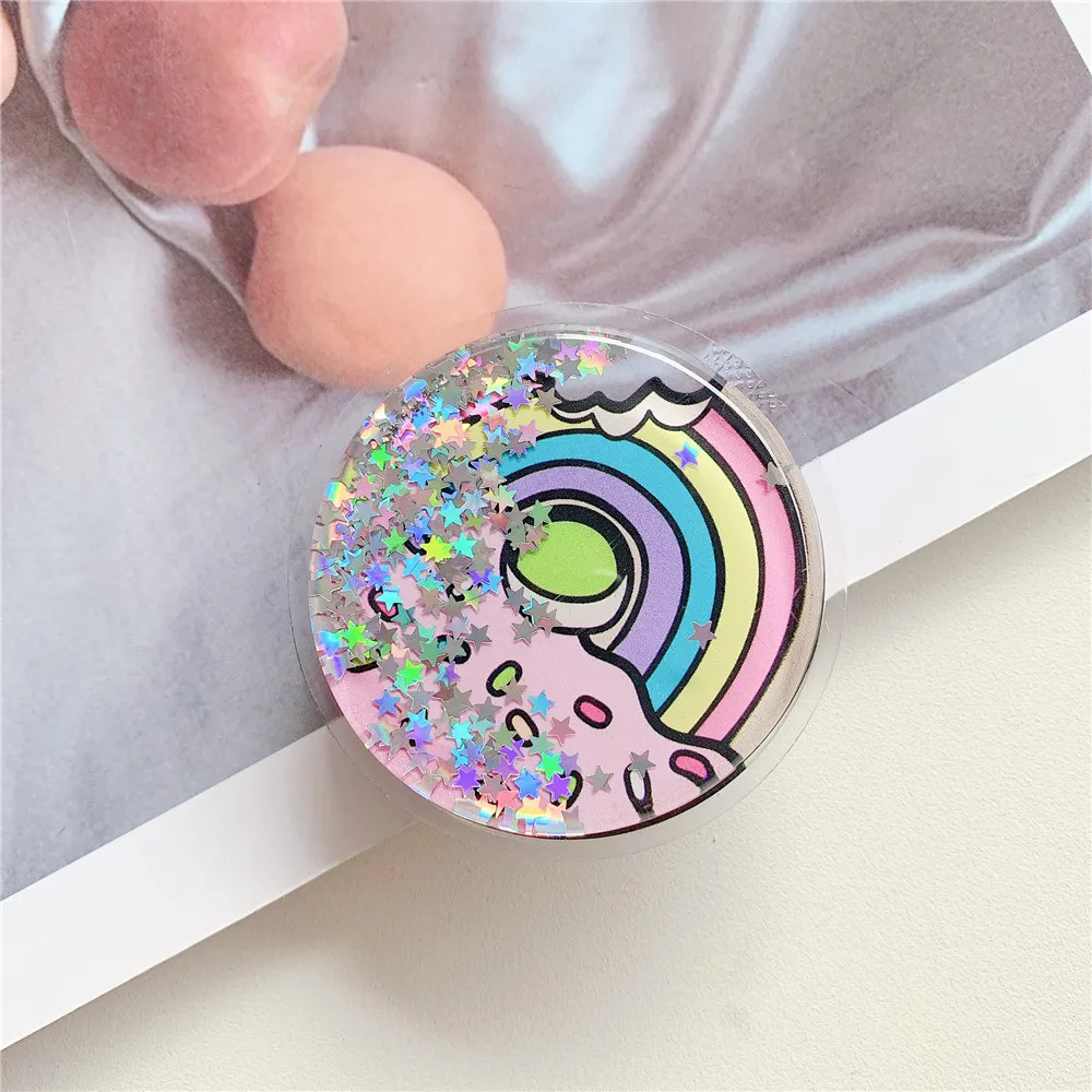 Cute Summer Fruit Soft Phone Holder Stand Flower Avocado Lemon Glitter Mobile Grip for iPhone 11 XR 7 8 Ring Holder Kawaii Girl