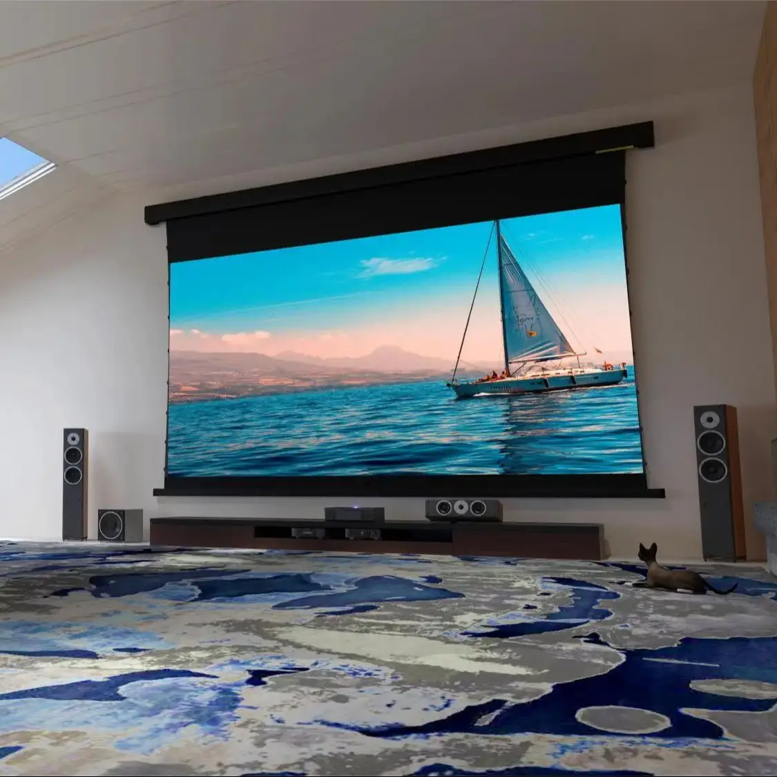 8K выдвижной экран проектора с моторизованным натяжением