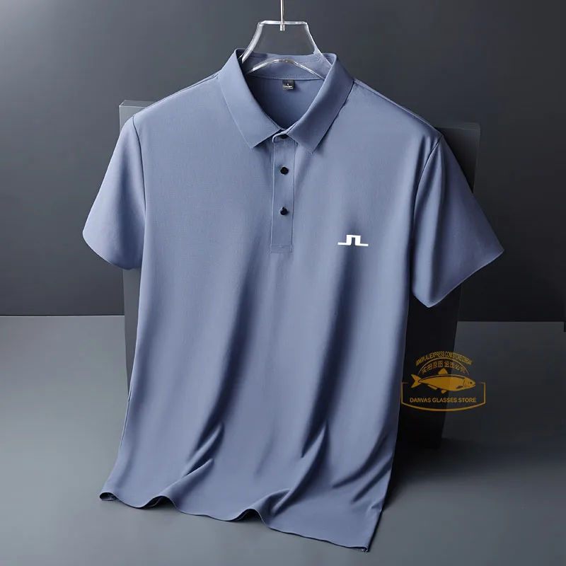 J Lindeberg Golf Shirt for Men Fashion Casual Short Sleeve Summer Ice Silk Breathable Polo T Shirt Sports Tee Male Golf Tops