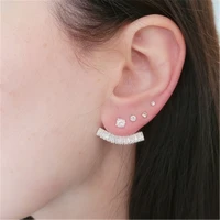 fashion stud earrings for women 2022 new jewelry front and back high grade simple zirconia earings bijoux