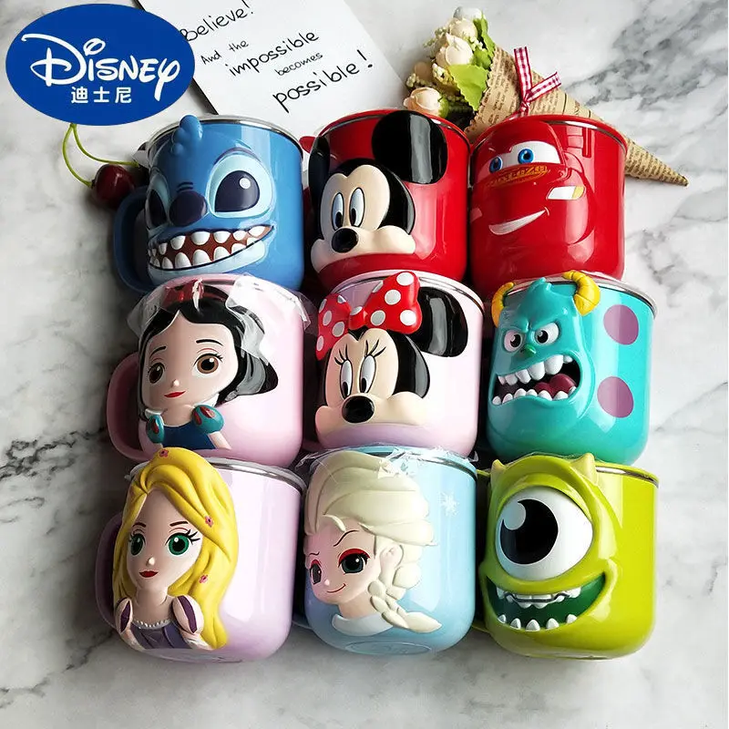 

Disney Mickey Minnie children's water cup household milk juice cup stainless steel fall proof kindergarten water cup