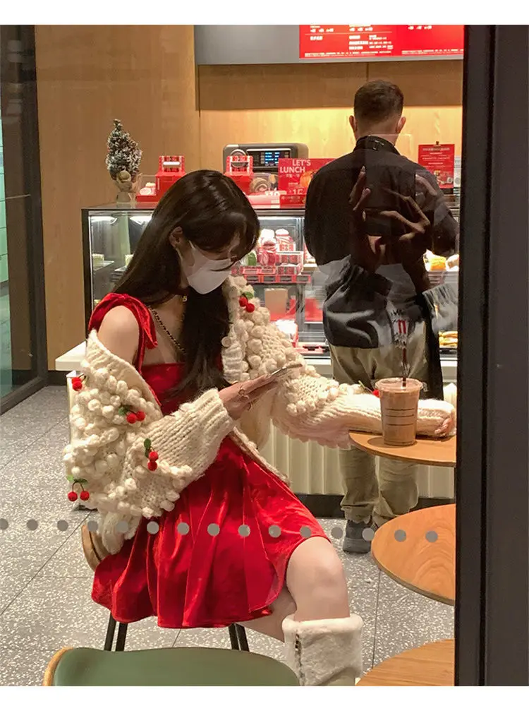 Свитер вязаный двухцветный с длинным рукавом y2k |