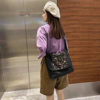 broken flower denim messenger bags for women 2022 trend casual high capacity shoulder bag simple jeans eco bag korean%c2%a0satchel