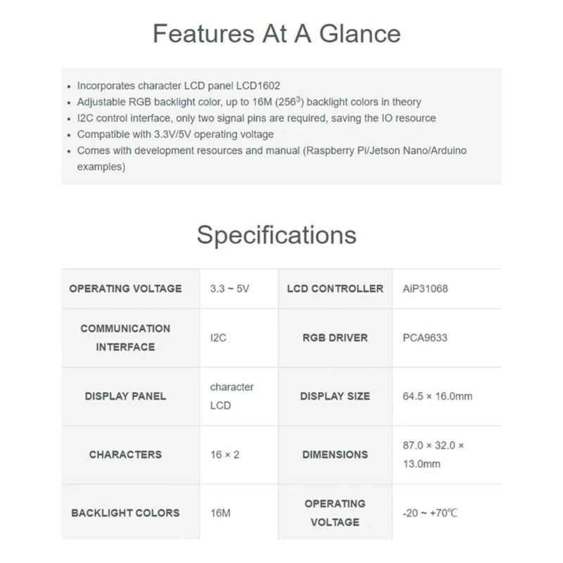 Рисунок 3 - Модуль LCD1602 RGB Регулируемый RGB с подсветкой