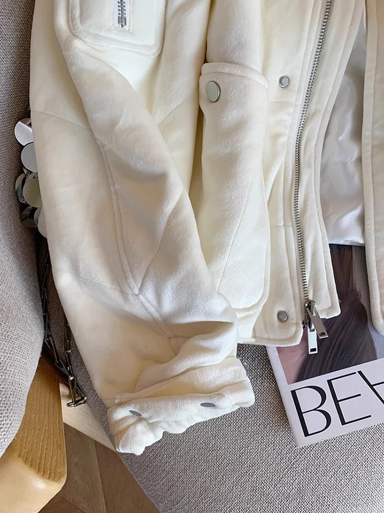 Высококачественная однотонная куртка с воротником-стойкой на молнии хлопковой