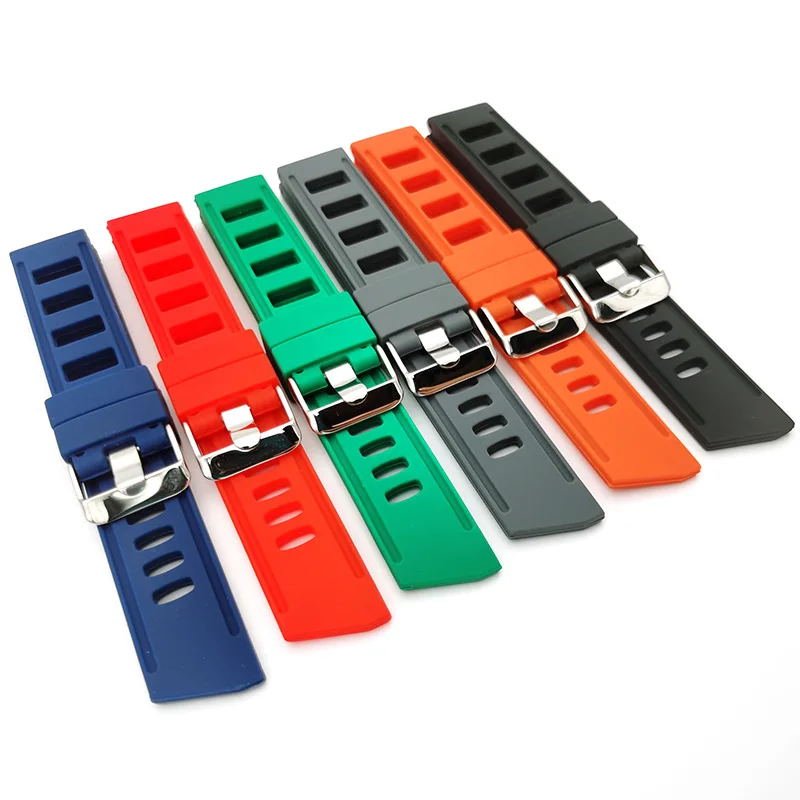 

Rubber Watchbands Bracelet 20mm 22mm Orange Blue Black Red Gray Waterproof Soft Silicone Watch Band Strap for men women